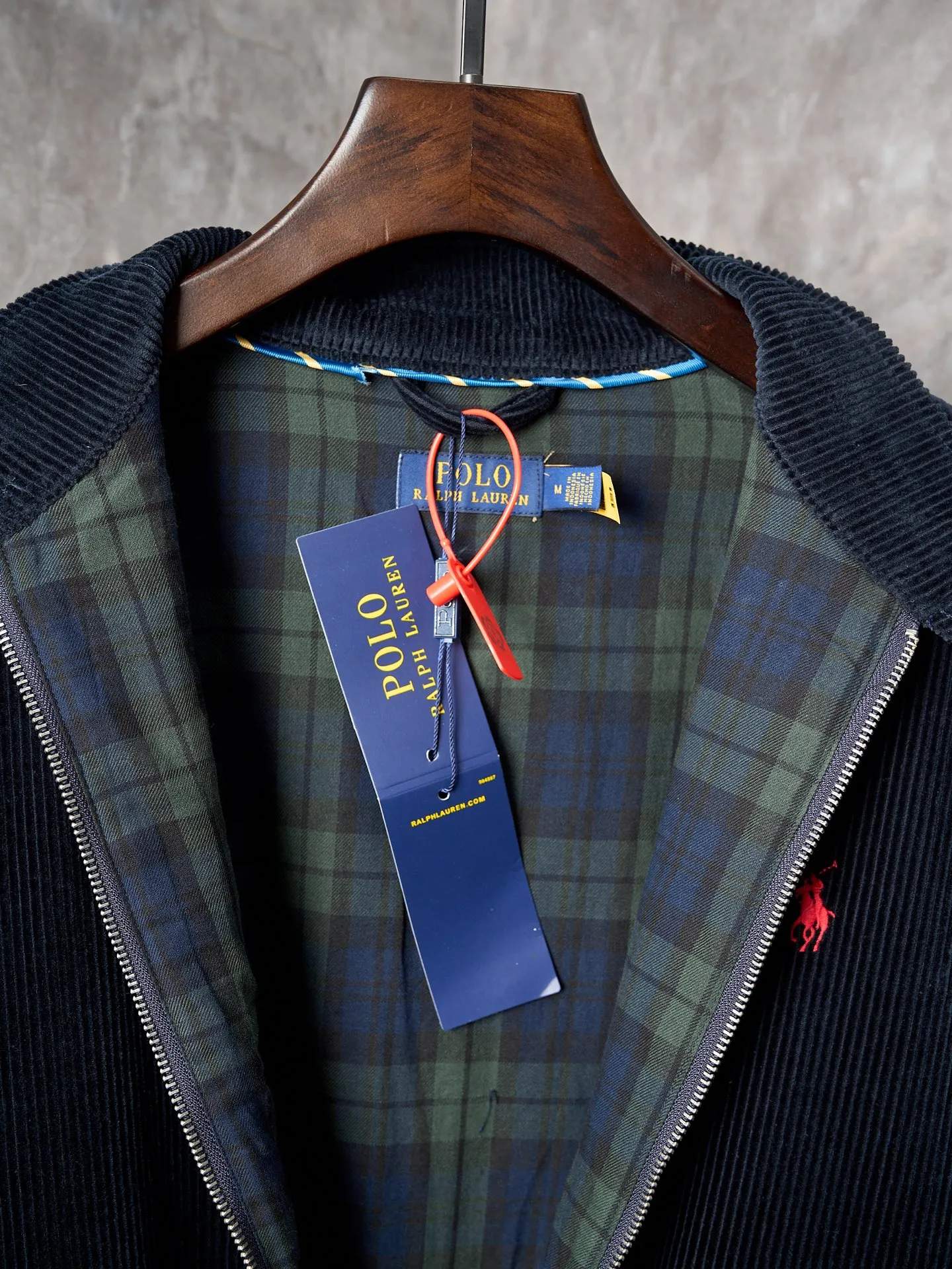 P550 Actual auction】Ralph Lauren/Ralph Lauren dark blue wide embroidered corduroy jacket [ready in stock] S M L XL